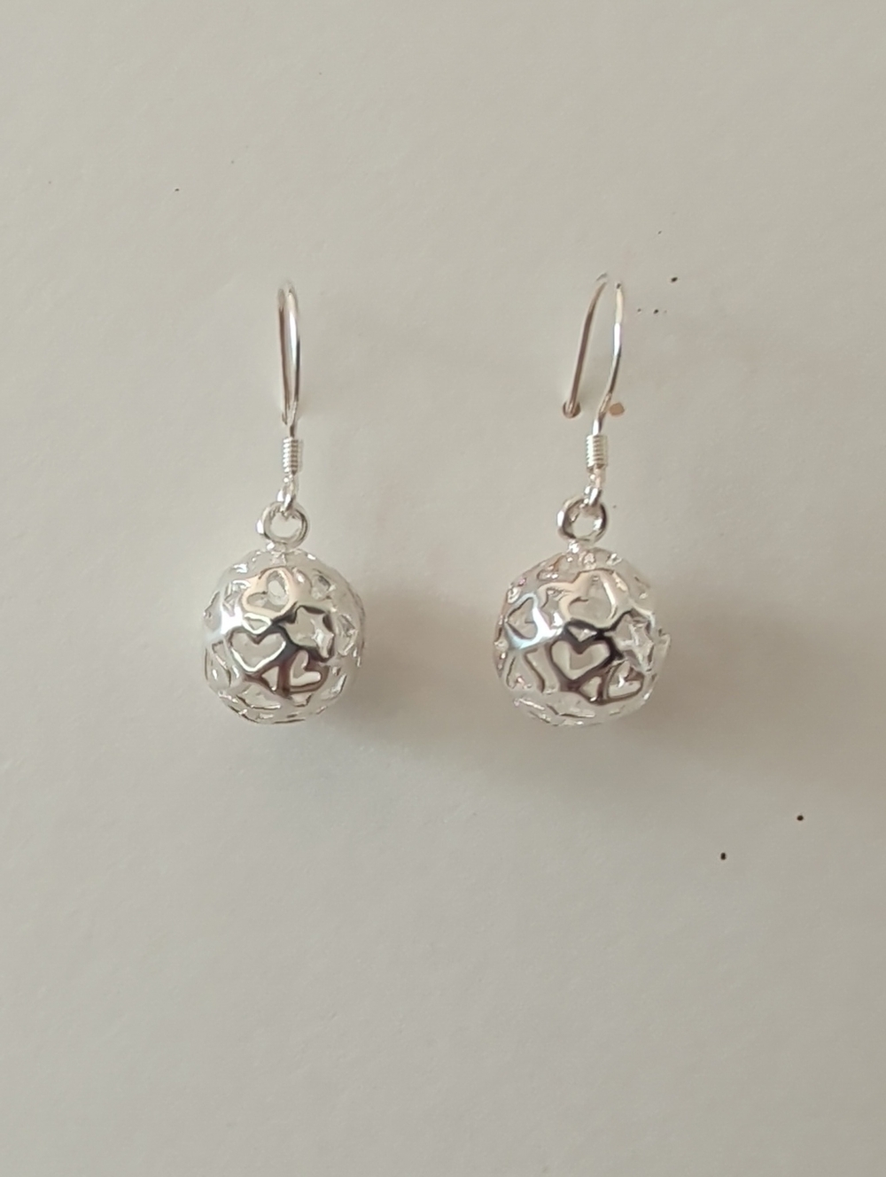 Silver Plated Heart Filigree Drop Earrings - Silver